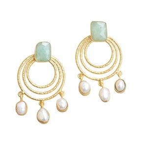 Aretes de Aro de Latón al por Mayor, Perla Natural, Joyería de Piedras Preciosas Auténticas, Latón Chapado en Rodio, Hipoalergénico, Uso Seguro, Premium B2B - Product Image 1