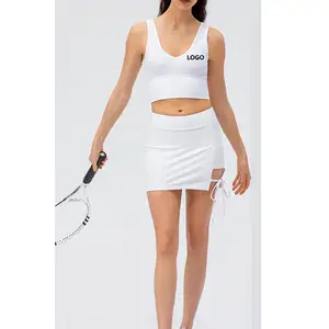 テニスウェアカスタムロゴEUサイズ75% ナイロン25% スパンデックスファッションヨガワークアウト服女性テニスベストトップスゴルフ服