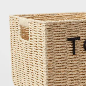 New Item Paper <b>Rope</b> Toy <b>Storage</b> <b>Basket</b> Organizer Bin with Handles Eco-Friendly Wicker Box for Kids Room and Nursery - Product Image 3