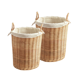 Premium Eco-Friendly WOVEN RATTAN BASKET with Handles Cotton Liner <b>Hamper</b> Basket <b>Laundry</b> Organizer Home Decor - Product Image 1