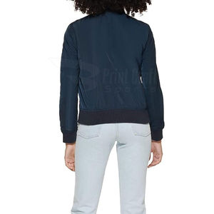 Chaqueta bomber de mujer con cremallera fina lisa en blanco, chaqueta bomber de moda para mujer superventas con logotipo personalizado, chaqueta vaquera - Product Image 5