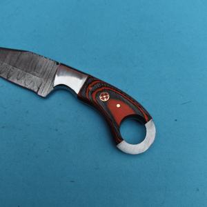 มีดเหล็กดามัสกัสแบบเต็มแผ่นงานทำด้วยมือมีดดามัสกัสสำหรับตั้งแคมป์ - Product Image 5