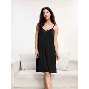 Vestido Personalizado Premium para Mujer, Estilo Teddy, sin Mangas, Cuello en V, con Ribete de Satén de Bambú, Transpirable, Garantía de 10 Años, Talla XL Grande - Product Image 1