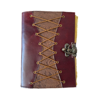 Carnet en cuir gaufré souple à spirale, avec aglets, motifs fleurs et animaux, fait main, reliure à feuilles coupées, pour croquis et dessins, pages vierges