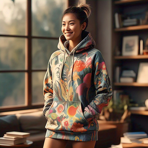 Sweat à capuche d'hiver à sublimation pour femmes Pullover de haute qualité 450gsm Fleece Printed Sublimation Hoodie Women's - Product Image 5