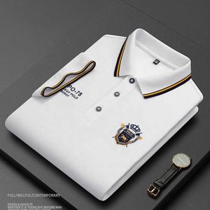 T-shirts de golf d'affaires à manches courtes de haute qualité pour hommes, polos d'été brodés en tissu polyester et boutons plus respirants - Product Image 3