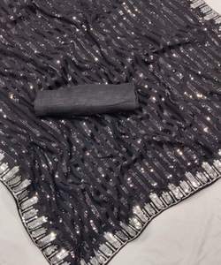 Derniers vêtements de mariage Filet de broderie en soie avec diamant et fleur Travail indien Femmes Saree couleur rose Vêtement ethnique Alphanumero - Product Image 2