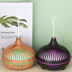 500ml Wood Grain Ultrasonic Aroma <b>Diffuser</b> with Cut-Out Design Remote Control Adjustable Mist <b>LED</b> Lights - Product Image 4