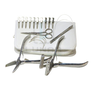 Kit de herramientas de extensión de cabello, accesorios personalizados y etiquetado de marca, pulido de plata, Funda de cuero de PVC blanco - Product Image 1