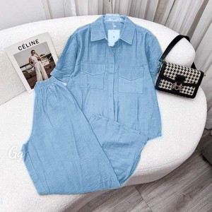 ชุดเสื้อผ้าผู้หญิง2ชิ้นเสื้อเชิ้ตสายฟ้าผ่าธรรมชาติลำลองซักได้บรรจุภัณฑ์ออกแบบได้ตามต้องการจากเวียดนาม - Product Image 2