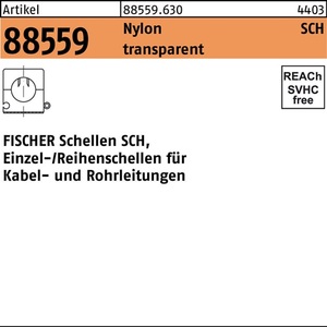 For Fischer Pipe <b>Clamps</b> R 88558 SCH 1216 Nylon White/Transparent 50-Piece Pack - Product Image 1