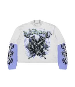 T-shirt à manches longues double couche de conception personnalisée de grande taille pour les hommes unisexe Hip Hop 100% Cotton Allover DTG Printing - Product Image 1