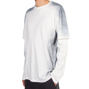 Camiseta estampada de corte holgado para hombre de algodón 100%, manga larga de doble capa con patrón sólido de alta calidad - Product Image 4