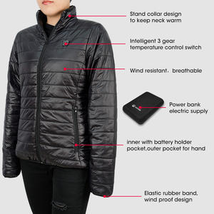 Chaqueta cortavientos para deportes de invierno para senderismo y acampada-Chaqueta acolchada impermeable con capucha Cuello levantado Logotipo frontal Hecho de poliéster - Product Image 2