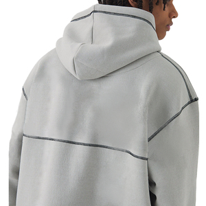 Alta calidad logotipo personalizado etiqueta 500gsm peso pesado pulóver sudaderas 100% algodón hombros caídos de gran tamaño hombres Sudadera con capucha básicos - Product Image 4