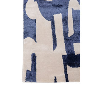 White Noise Ivory Wool & Bamboo Silk Hand Knotted Rugs AIWB-7047 for Home with Abstract Pattern - Product Image 4