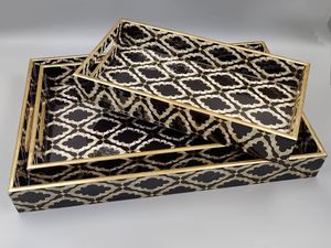 Ensemble de trois grands plateaux de service en acacia, assiette en MDF de style rustique pour pâtes, fruits et légumes, présentoir en gros de légumes pour réfrigérateur - Product Image 4