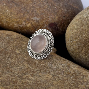 แหวนควอตซ์โรส925เงินแท้แหวนเรียงซ้อนดีไซน์เนอร์แฮนด์เมดราคาโรงงานขายส่ง - Product Image 2