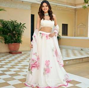 Estilo étnico indio pesado Crape seda diseñador Lehenga Choli para mujeres estilo Bollywood Crop Top para ropa de fiesta y desgaste del festival - Product Image 6