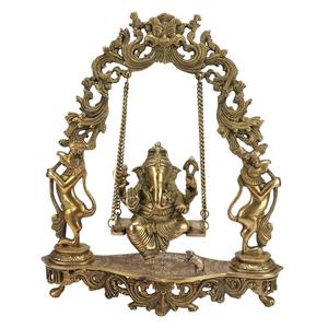 Handmade Brass Ganesha <b>Statue</b> on Swing Jhoola Luxury Traditional Shabby Chic Art for Home & Office Decor for Diwali - Product Image 1
