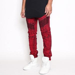 New Fashion <b>Red</b> Slim Biker <b>Jeans</b> for <b>Mans</b> Moto Denim <b>Jeans</b> Pants - Product Image 4