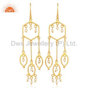 Natural Pearl Gemstone Earring Gold Plated Silver Womens Earring Manufacturer Private Label Jewelry Supplier - Product Image 4