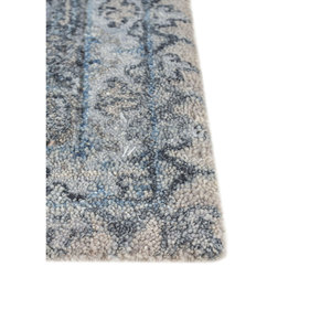 Alfombra AKWS-9001 Azul de Lana y Seda Anudada a Mano con Patrón Abstracto para Uso Doméstico, Jugando con la Tradición - Product Image 4