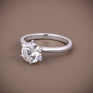 Classique et Simple 6 broches Design 1.58 CT D Couleur Ronde Moissanite Diamant 14KT Or Blanc Proposition Bague Fine Jewelry - Product Image 2