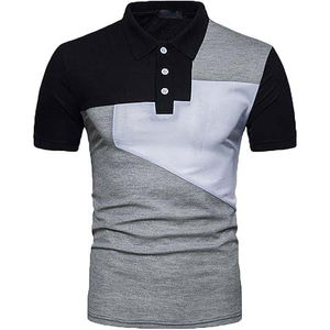 T-shirt Polo Homme Personnalisé à Manches Courtes Haut de Gamme avec Col à Volants, 100% Polyester, Motif Uni Teint Uni, Tricoté - Product Image 1