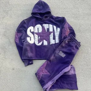 ชุดวอร์ม2ชิ้นสำหรับผู้ชายชุดวอร์ม3D พิมพ์ลายพัฟสำหรับผู้ชายชุดมีฮู้ดและกางเกงวอร์มพิมพ์ลายโฟม - Product Image 5