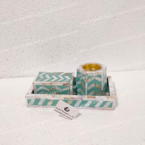 Regalos de regalo Madre de perla Mubkhar Set Bone Inlay Tray Set con caja y quemador Incienso Bakhoor - Product Image 4