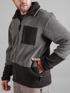 Venta caliente de los hombres de invierno Sherpa prendas de vestir exteriores de alta calidad de lana Polar chaqueta bordada Logo cálido espesar cierre de cremallera - Product Image 5