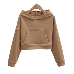 Women_s Slim Fit Casual recortada con Capucha ligera de manga larga Crop Top sudaderas con capucha y sudaderas para mujer - Product Image 4