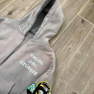 Vente en gros de patchs de broderie de haute qualité 100% coton polaire 430 GSM manches de travail lavage à l'acide Boxy Fit unisexe sweat à capuche écologique - Product Image 6