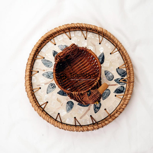 Elegante Bandeja Moderna de Ratán Tejido, Bandeja Multiusos para Servir, Organizador de Mesa Natural de Primera Calidad para el Hogar, Tradebyd - Product Image 3