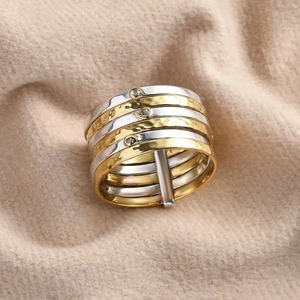 Bague multi-bandes moderne audacieuse 2 tons la plus vendue Design contemporain pour des looks de mode audacieux disponibles pour un approvisionnement mondial - Product Image 3