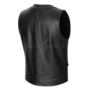 Gilet en cuir vintage personnalisable pour hommes de haute qualité avec logo personnalisé sans manches et fermeture à glissière disponible en taille adulte - Product Image 2