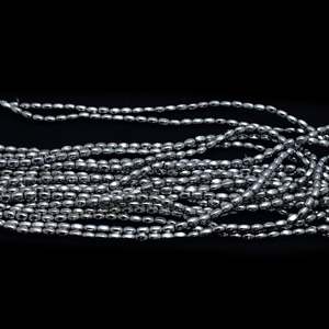 Perles en vrac Kamal Gems, forme baril, gris, pierres mélangées, hématite, enfilées - Product Image 1