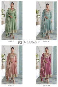 Robe Anarkali de qualité supérieure en soie premium lourde avec broderie lourde, travail de codage de séquence, robe Anarkali en soie pour la vente à l'exportation - Product Image 6