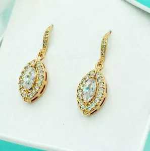 925 Silver Marquise Cut Moissanite <b>Diamond</b> Halo Drop/<b>Dangle</b> <b>Earrings</b> - Product Image 2