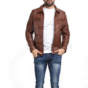 เสื้อแจ็คเก็ตหนังผู้ชายสีเดียว แฟชั่นเสื้อคลุมคุณภาพพรีเมียม หนังแท้ เสื้อแจ็คเก็ตหนังผู้ชายสีเดียว - Product Image 4