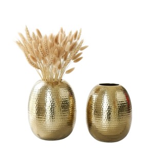 Ensemble de 2 vases décoratifs en forme de larme en bronze aluminium moderne, décoration de table, décoration de la maison, finition métallique texturée - Product Image 4