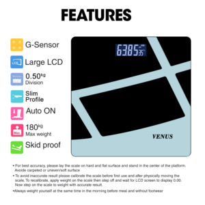 Meilleure balance de salle de bain numérique à piles, économique et durable, 180 kg, en verre trempé massif, type à quatre points, pour la mesure du poids - Product Image 3