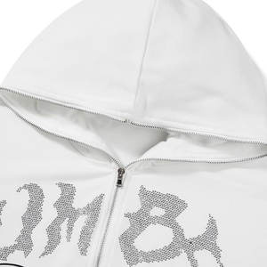 Sudadera con capucha de algodón unisex personalizada de alta calidad con logotipo de diamantes de imitación patrón sólido ropa de abrigo de invierno para hombres fabricante directo de fábrica - Product Image 4