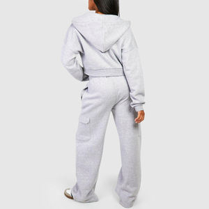 ชุดลำลองผู้หญิงสไตล์ใหม่สำหรับฤดูใบไม้ร่วง สีพื้น เอวสั้น กางเกงมีฮู้ด ระบายอากาศได้ดี - Product Image 5