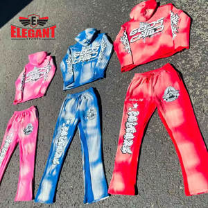 Conjuntos Deportivos Extra Grandes para Hombre, de Algodón, para Invierno, con Estampado, Bordado Desgastado, Sudadera con Capucha, Conjuntos Deportivos Lavados al Ácido - Product Image 2