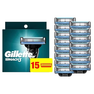 Gillette Mach3 Recharges de lames de rasoir pour hommes Lot de 15 compatibles avec le rasoir Mach3 pour un rasage lisse et confortable - Product Image 1