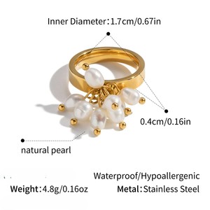 Anillo Delgado de Acero Inoxidable con Perlas Naturales de Agua Dulce X&L y Oro de 18K, Resistente al Agua, para el Dedo Índice, Joyería de Moda para Mujer, Regalo, Venta al Por Mayor - Product Image 5