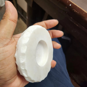 Handmade White Marble Tealight Stand Brass Insert <b>Glass</b> <b>Candle</b> <b>Holder</b> for Home Festive Diwali Wedding Table Decorative Tealight - Product Image 1