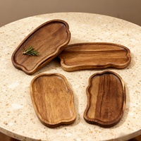 Plateau en bois pour restaurants et usage domestique, idéal pour le thé de l'après-midi, les gâteaux, les collations, plateau de rangement en bois exquis, plateau de service en bois